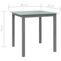 Produktbild för Trädgårdsbord ljusgrå 80x80x74 cm aluminium och glas