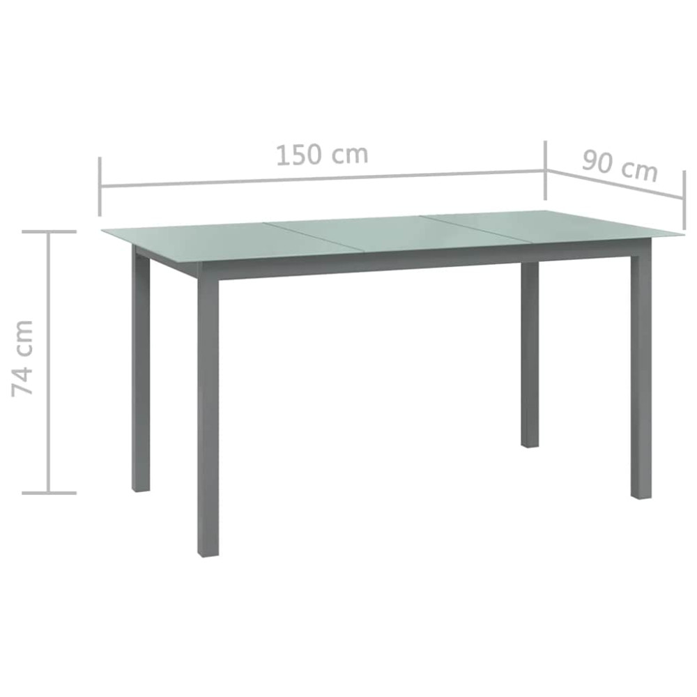 Produktbild för Trädgårdsbord ljusgrå150x90x74 cm aluminium och glas