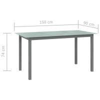 Produktbild för Trädgårdsbord ljusgrå150x90x74 cm aluminium och glas