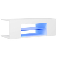 Miniatyr av produktbild för TV-bänk med LED-belysning vit 90x39x30 cm