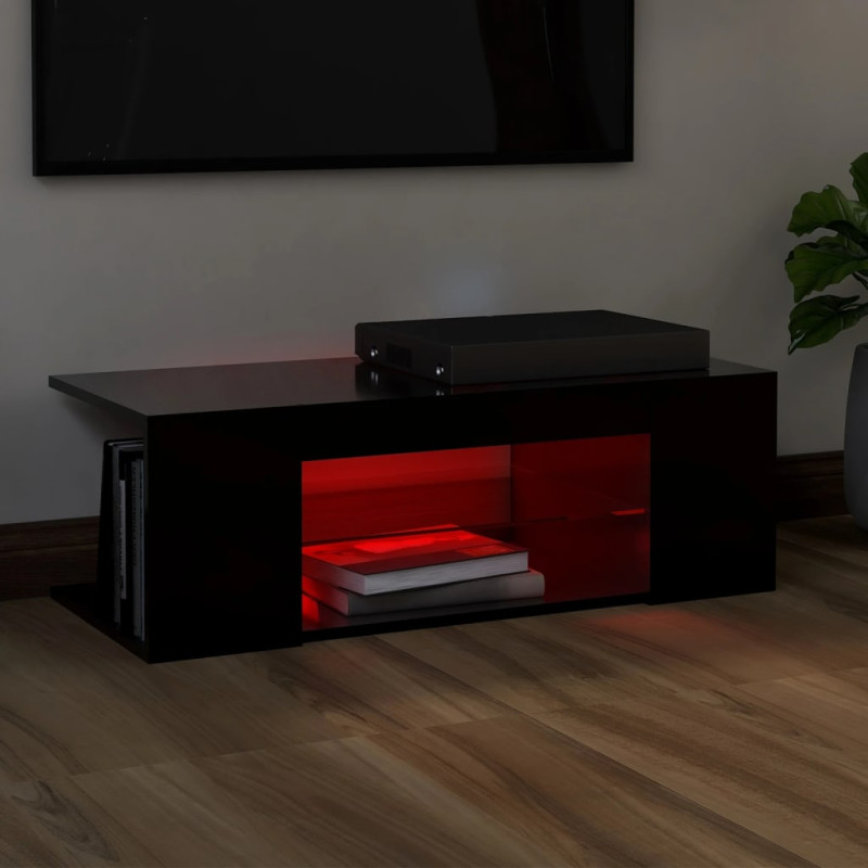 Produktbild för TV-bänk med LED-belysning svart 90x39x30 cm
