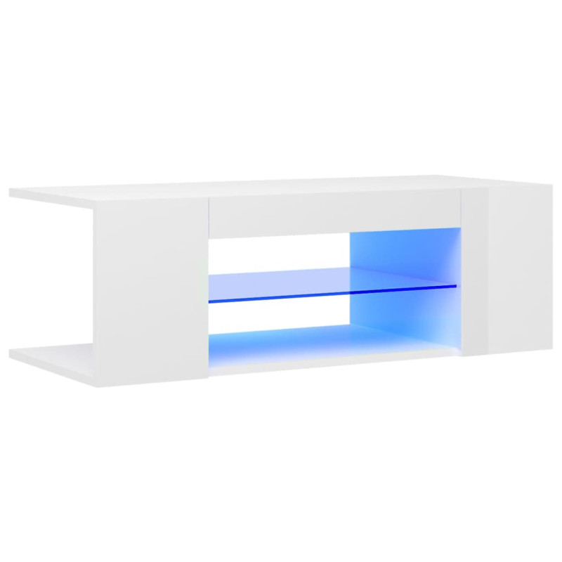 Produktbild för TV-bänk med LED-belysning vit högglans 90x39x30 cm