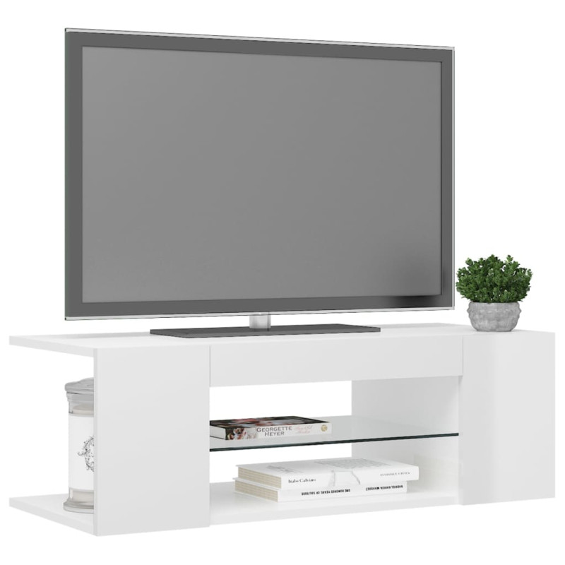 Produktbild för TV-bänk med LED-belysning vit högglans 90x39x30 cm