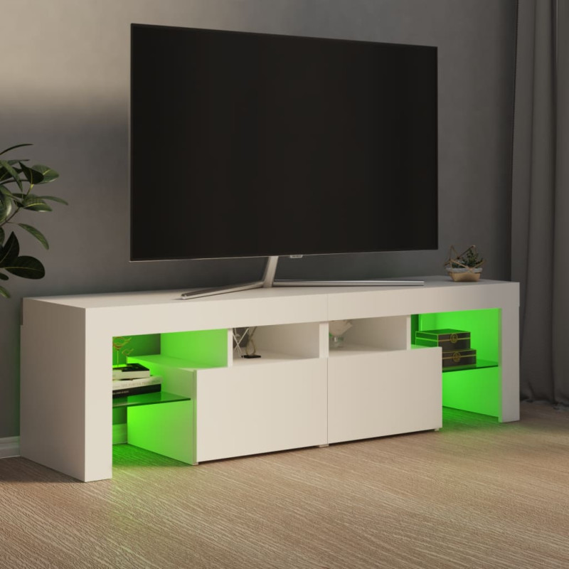 Produktbild för Tv-bänk med LED-belysning vit 140x36,5x40 cm