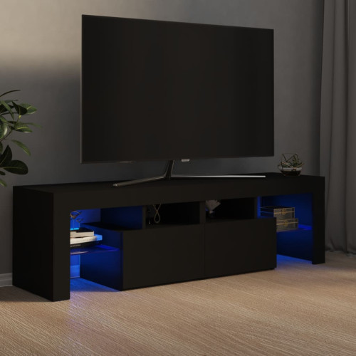 vidaXL TV-bänk med LED-belysning svart 140x35x40 cm