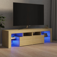 Miniatyr av produktbild för Tv-bänk med LED-belysning sonoma-ek 140x36,5x40 cm