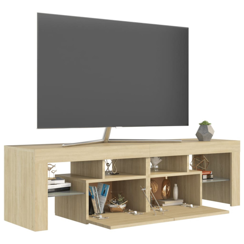 Produktbild för Tv-bänk med LED-belysning sonoma-ek 140x36,5x40 cm