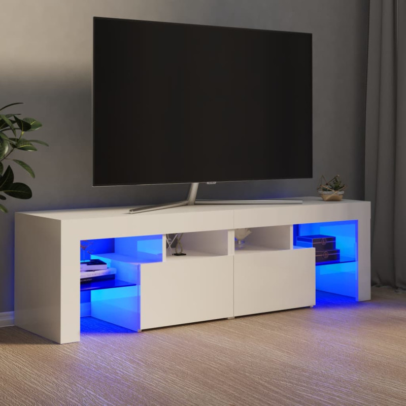 Produktbild för Tv-bänk med LED-belysning vit högglans 140x36,5x40 cm
