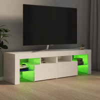 Miniatyr av produktbild för Tv-bänk med LED-belysning vit högglans 140x36,5x40 cm