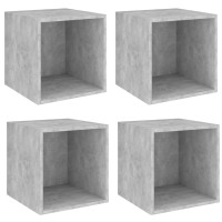 Miniatyr av produktbild för Väggskåp 4 st betonggrå 37x37x37 cm konstruerat trä