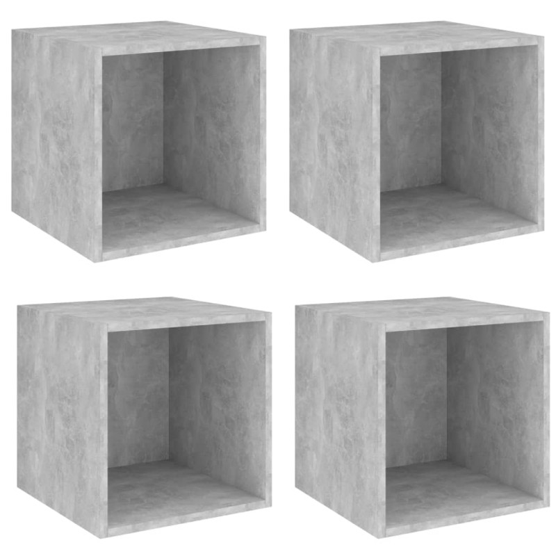 Produktbild för Väggskåp 4 st betonggrå 37x37x37 cm konstruerat trä