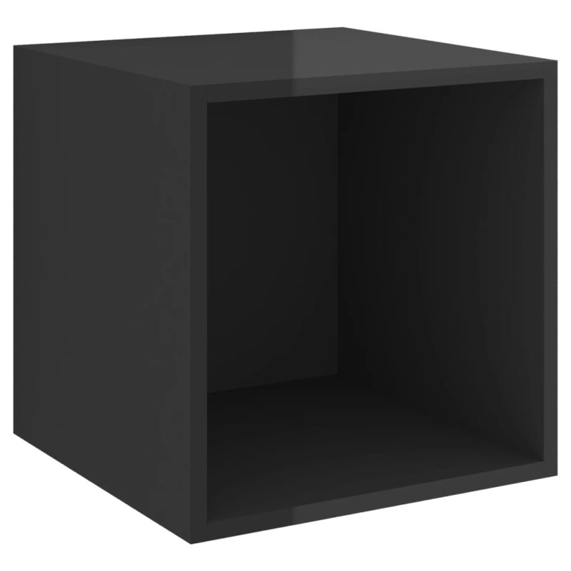 Produktbild för Väggskåp 2 st högglans svart 37x37x37 cm konstruerat trä