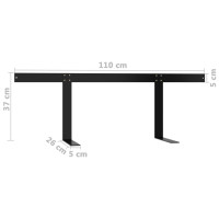 Produktbild för Ryggstöd för pallsoffa svart 110 cm järn