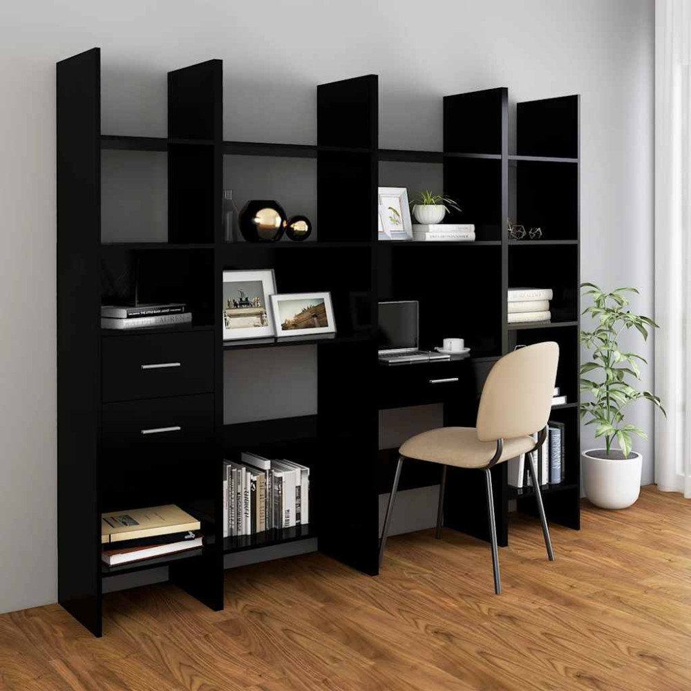 Produktbild för Bokhylla svart 40x35x180 cm konstruerat trä