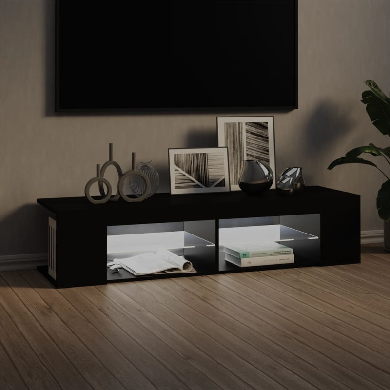 Produktbild för TV-bänk med LED-belysning svart 135x39x30 cm