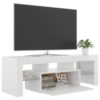 Produktbild för TV-bänk med LED-belysning vit högglans 120x35x40 cm