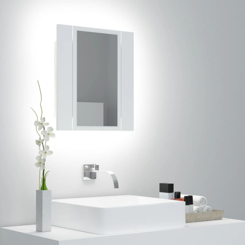 Produktbild för Spegelskåp med LED vit 40x12x45 cm akryl