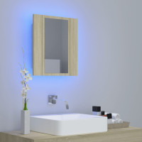 Miniatyr av produktbild för Spegelskåp med LED sonoma-ek 40x12x45 cm akryl