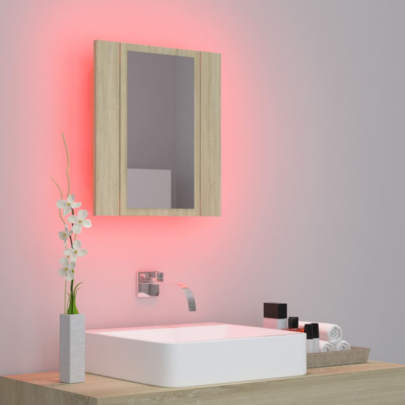 Produktbild för Spegelskåp med LED sonoma-ek 40x12x45 cm akryl