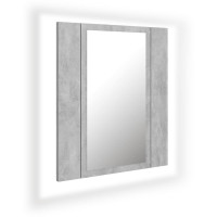 Miniatyr av produktbild för Spegelskåp med LED betonggrå 40x12x45 cm akryl