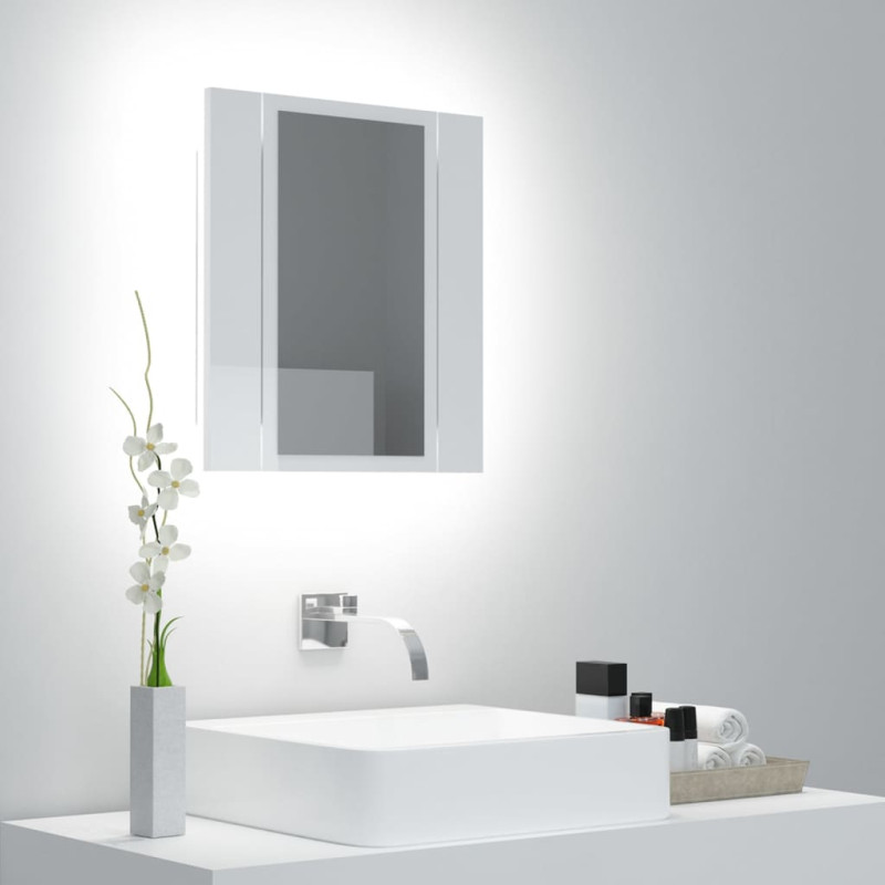 Produktbild för Spegelskåp för badrum LED vit högglans 40x12x45 cm akryl