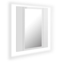 Miniatyr av produktbild för Spegelskåp för badrum LED vit högglans 40x12x45 cm akryl