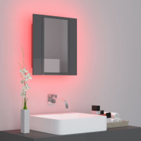 Miniatyr av produktbild för Spegelskåp för badrum LED grå högglans 40x12x45 cm akryl