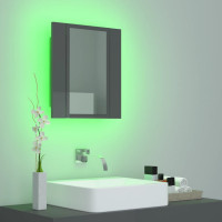 Miniatyr av produktbild för Spegelskåp för badrum LED grå högglans 40x12x45 cm akryl