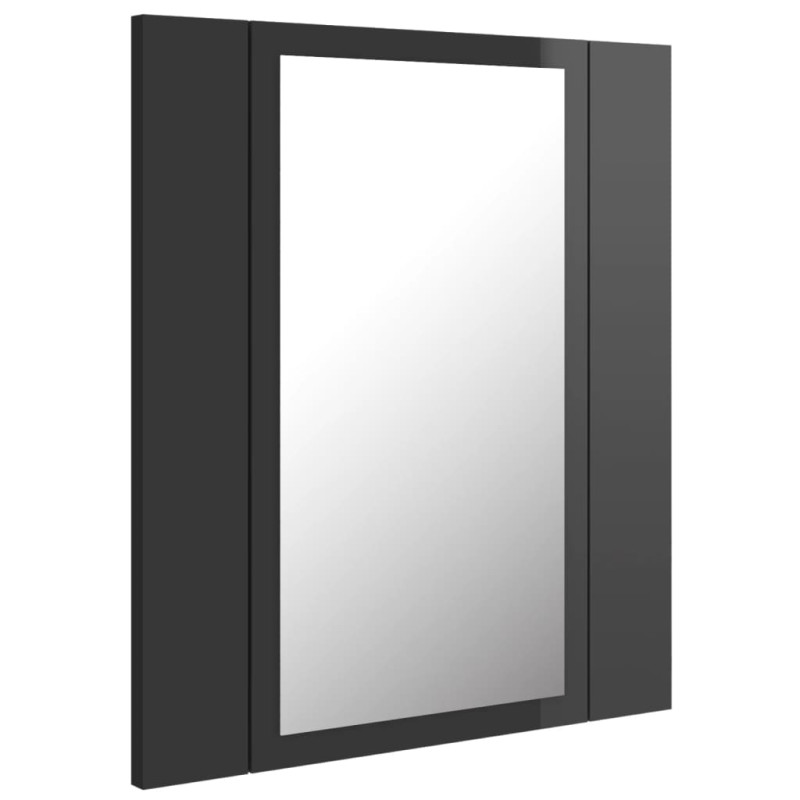 Produktbild för Spegelskåp för badrum LED grå högglans 40x12x45 cm akryl
