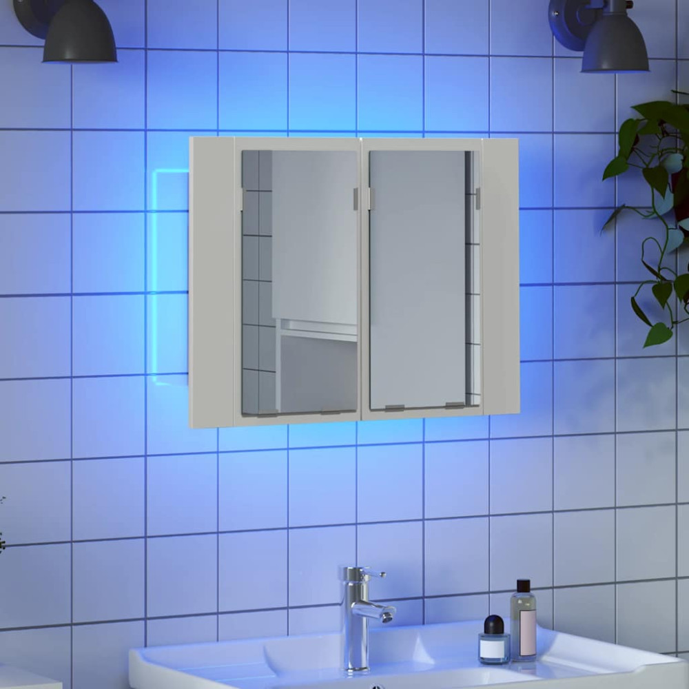 Produktbild för Spegelskåp med LED vit 60x12x45 cm akryl