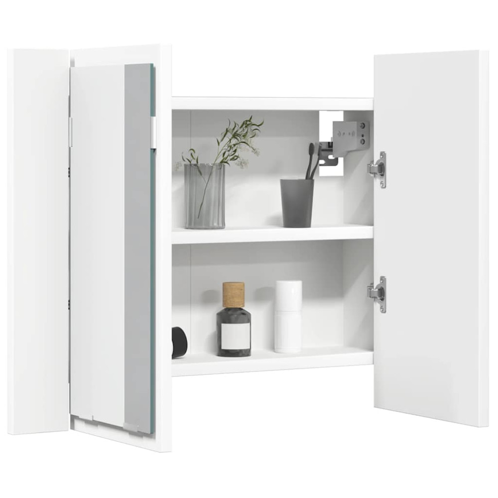 Produktbild för Spegelskåp med LED vit 60x12x45 cm akryl