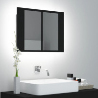 Miniatyr av produktbild för Spegelskåp med LED svart 60x12x45 cm akryl