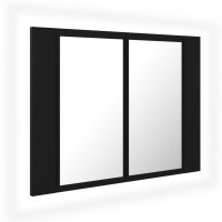 Miniatyr av produktbild för Spegelskåp med LED svart 60x12x45 cm akryl