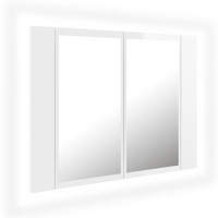 Miniatyr av produktbild för Spegelskåp för badrum LED vit högglans 60x12x45 cm akryl