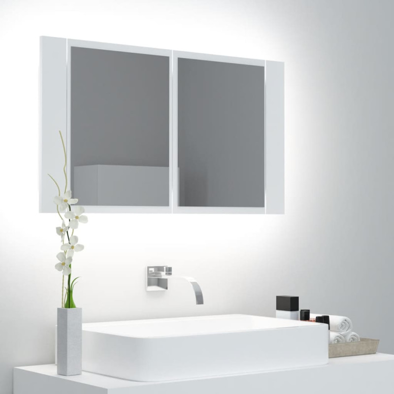 Produktbild för Spegelskåp med LED vit 80x12x45 cm akryl