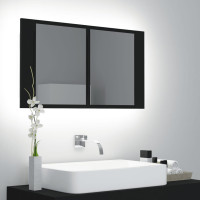 Miniatyr av produktbild för Spegelskåp med LED svart 80x12x45 cm akryl