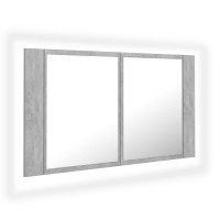 Produktbild för Spegelskåp med LED betonggrå 80x12x45 cm akryl