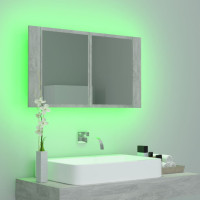Produktbild för Spegelskåp med LED betonggrå 80x12x45 cm akryl