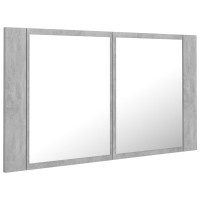 Produktbild för Spegelskåp med LED betonggrå 80x12x45 cm akryl