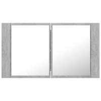 Produktbild för Spegelskåp med LED betonggrå 80x12x45 cm akryl