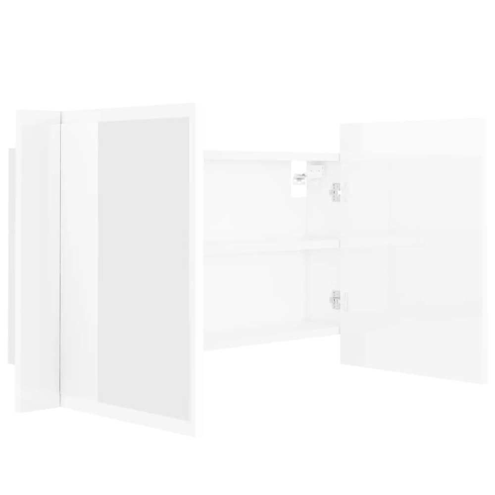 Produktbild för Spegelskåp för badrum LED vit högglans 80x12x45 cm akryl