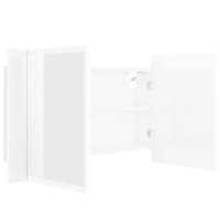 Produktbild för Spegelskåp för badrum LED vit högglans 80x12x45 cm akryl