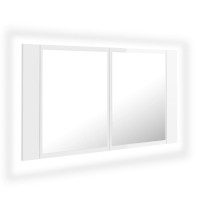 Miniatyr av produktbild för Spegelskåp för badrum LED vit högglans 80x12x45 cm akryl