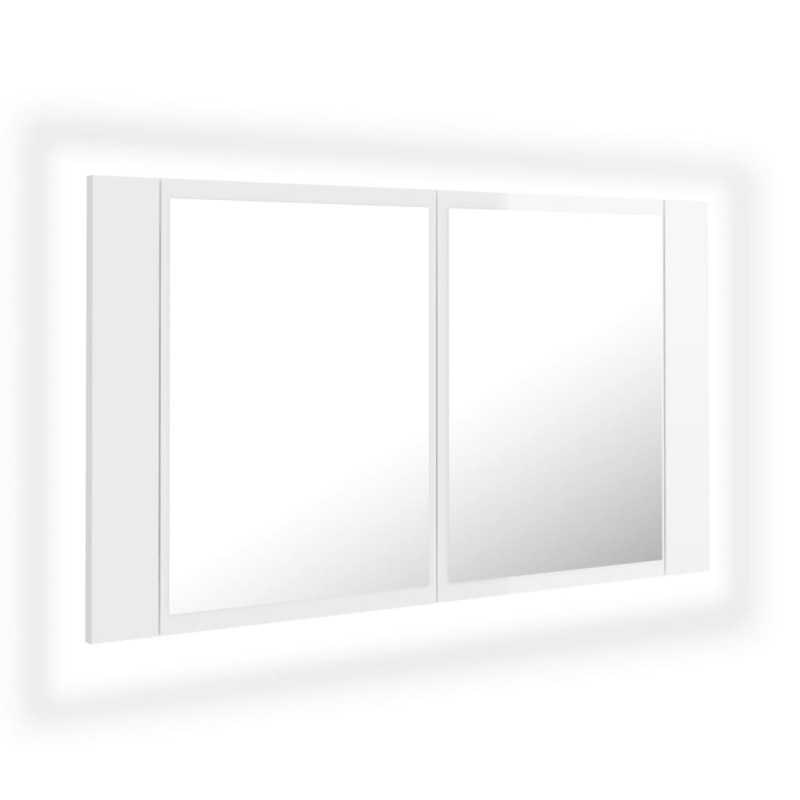 Produktbild för Spegelskåp för badrum LED vit högglans 80x12x45 cm akryl