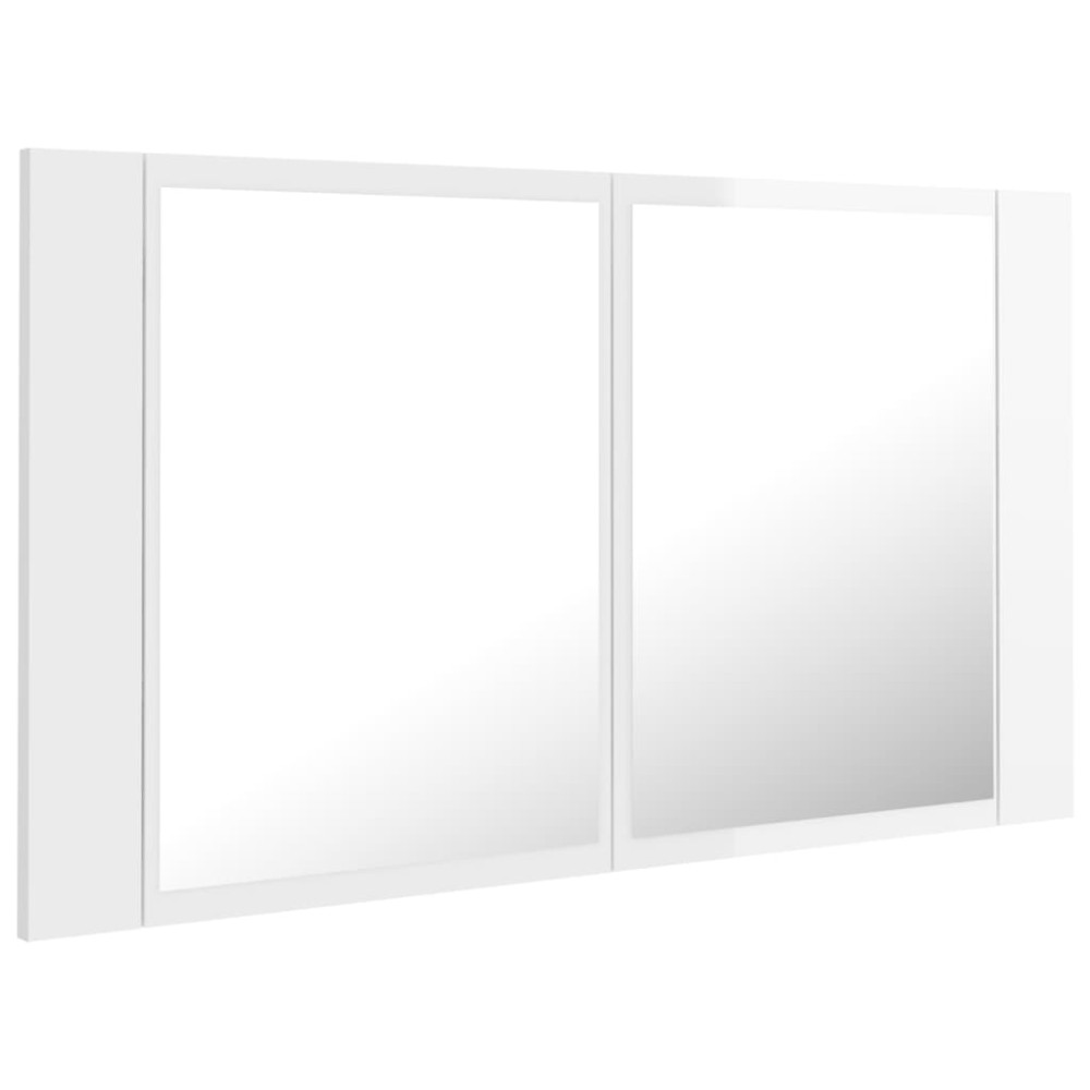 Produktbild för Spegelskåp för badrum LED vit högglans 80x12x45 cm akryl