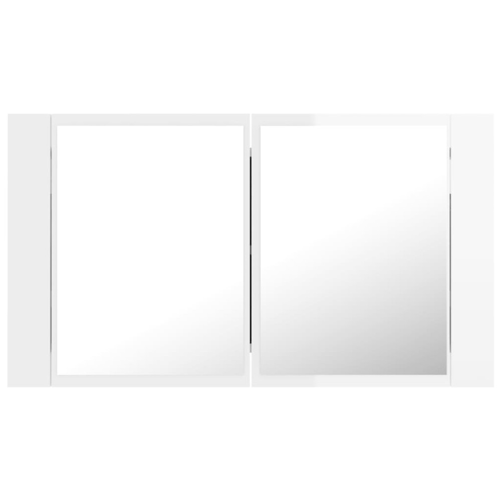 Produktbild för Spegelskåp för badrum LED vit högglans 80x12x45 cm akryl