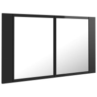 Miniatyr av produktbild för Spegelskåp för badrum LED svart högglans 80x12x45 cm akryl