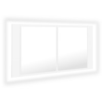 Miniatyr av produktbild för Spegelskåp med LED vit 90x12x45 cm akryl