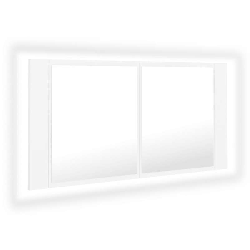 Produktbild för Spegelskåp med LED vit 90x12x45 cm akryl