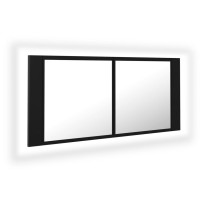 Produktbild för Spegelskåp med LED svart 100x12x45 cm akryl